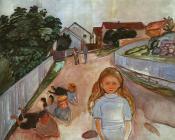 爱德华 蒙克 : Street in Asgardstrand